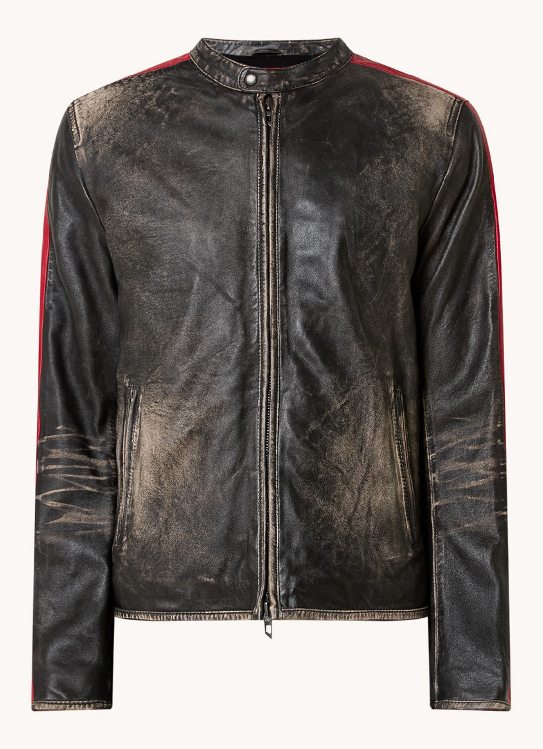 Diesel L-Renn jack van schapenleer met ritszakken - voorkant 2 donkergrijs
