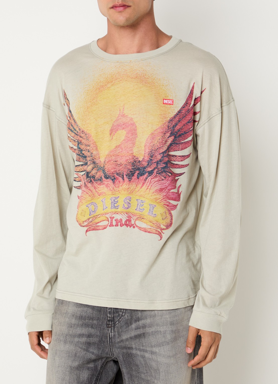 Diesel Longsleeve met print - detail 4 lindegroen