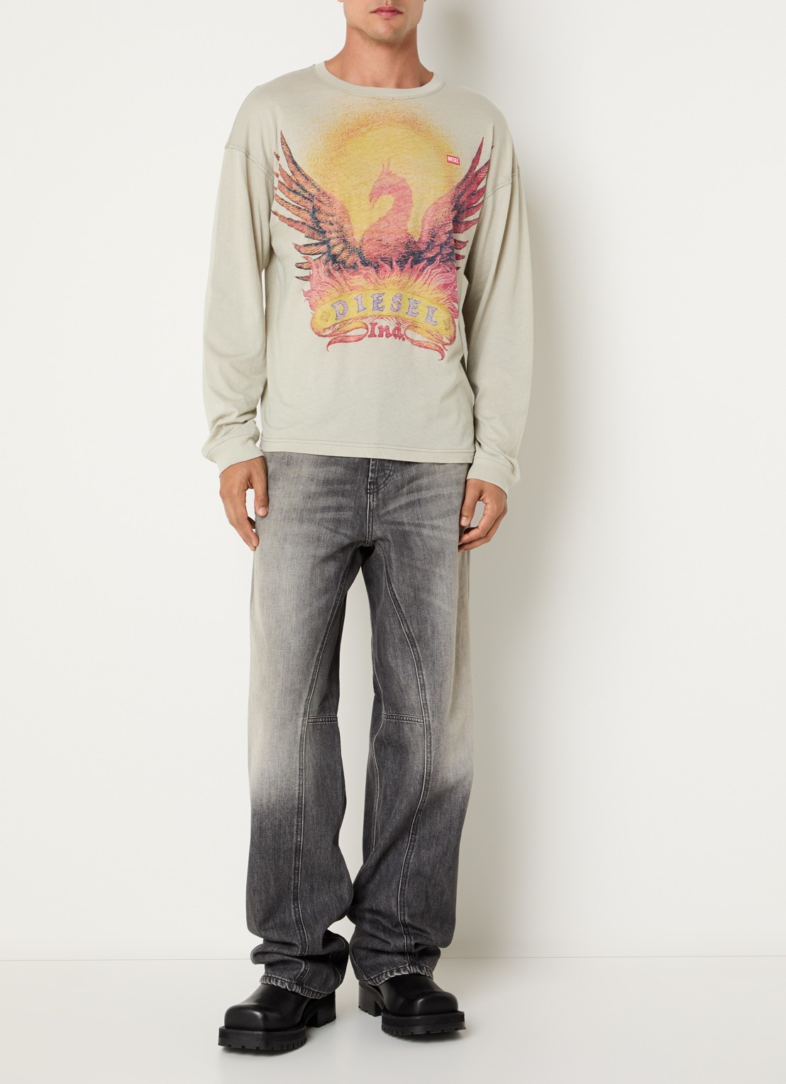 Diesel Longsleeve met print - voorkant 2 lindegroen