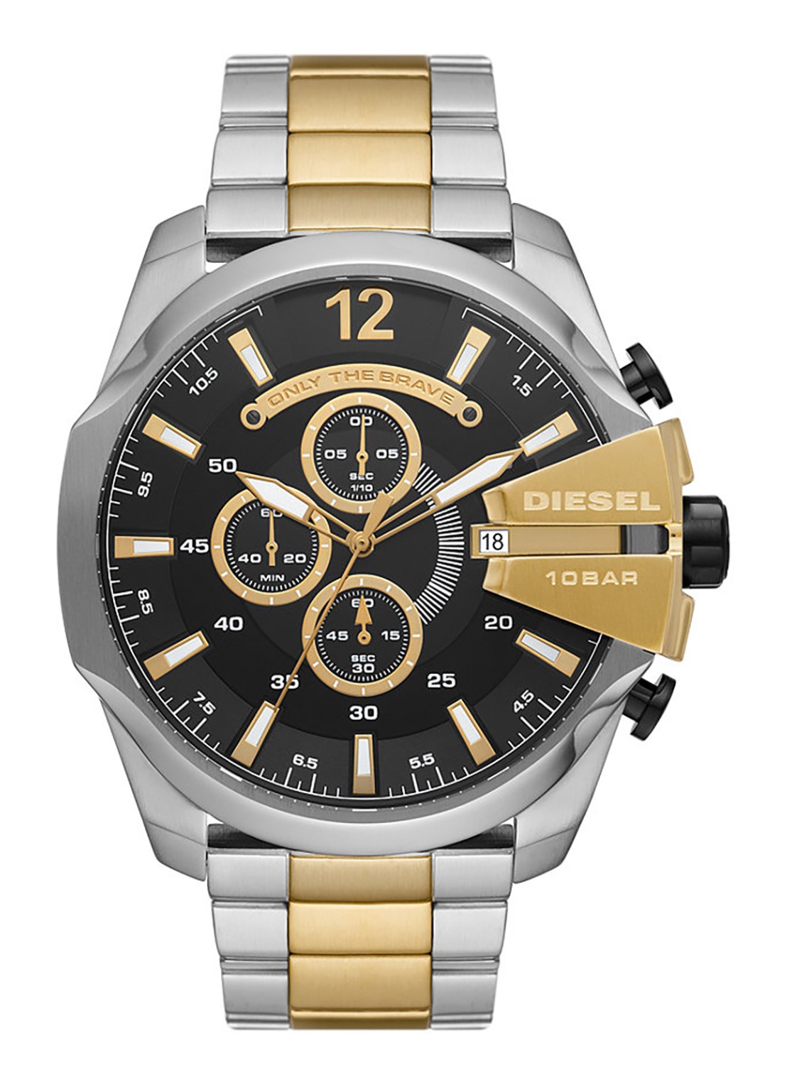 Diesel Mega Chief Horloge DZ4581 - voorkant zilver