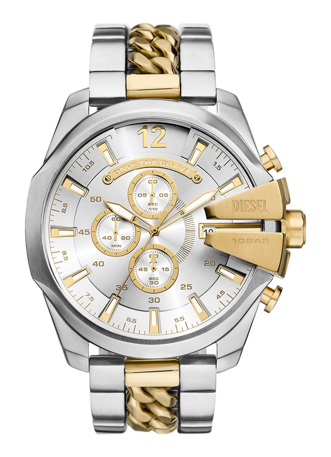 Diesel Mega Chief horloge DZ4672 - voorkant zilver