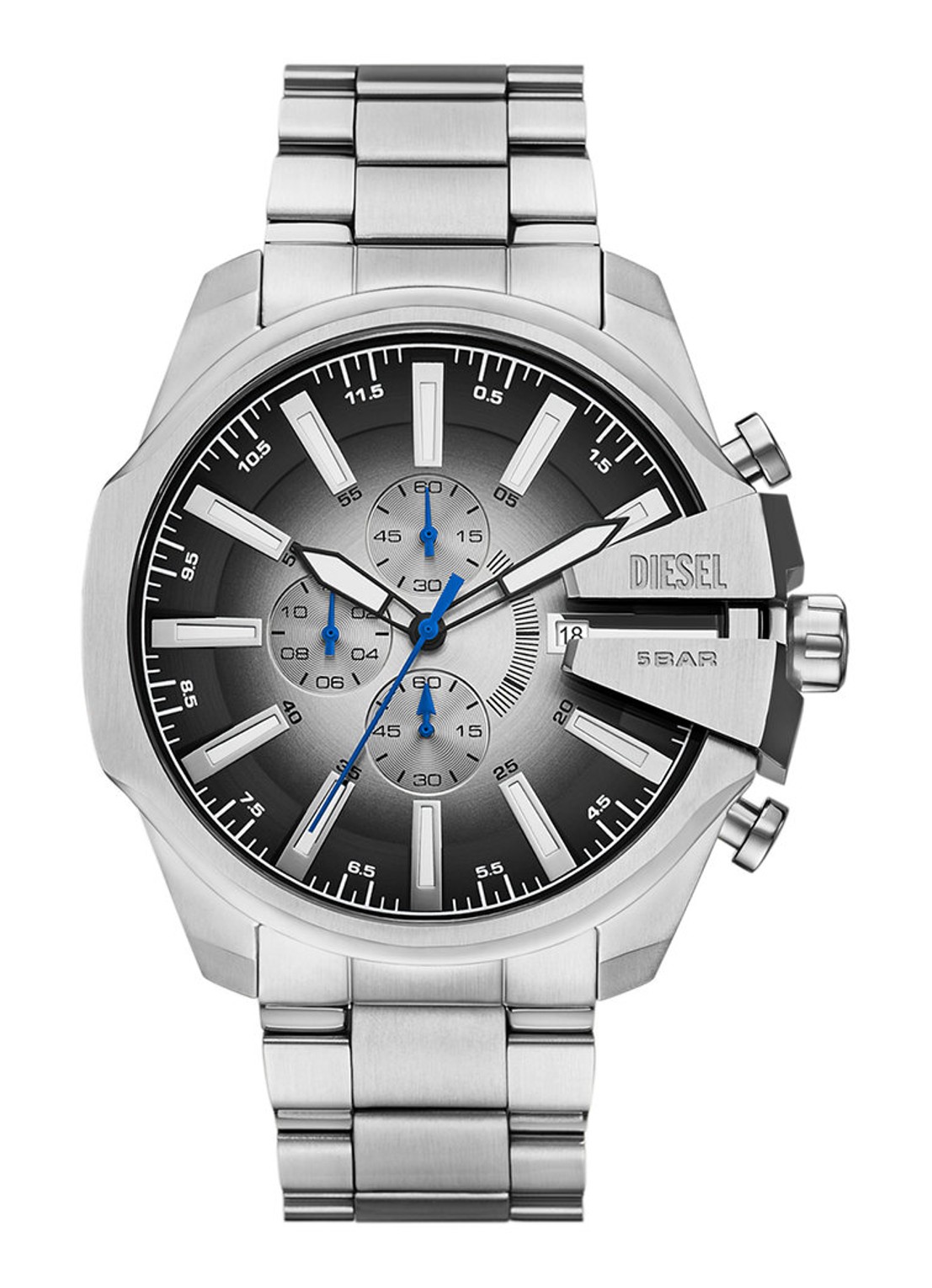 Diesel Mega Chief Slim horloge DZ4686 - voorkant zilver