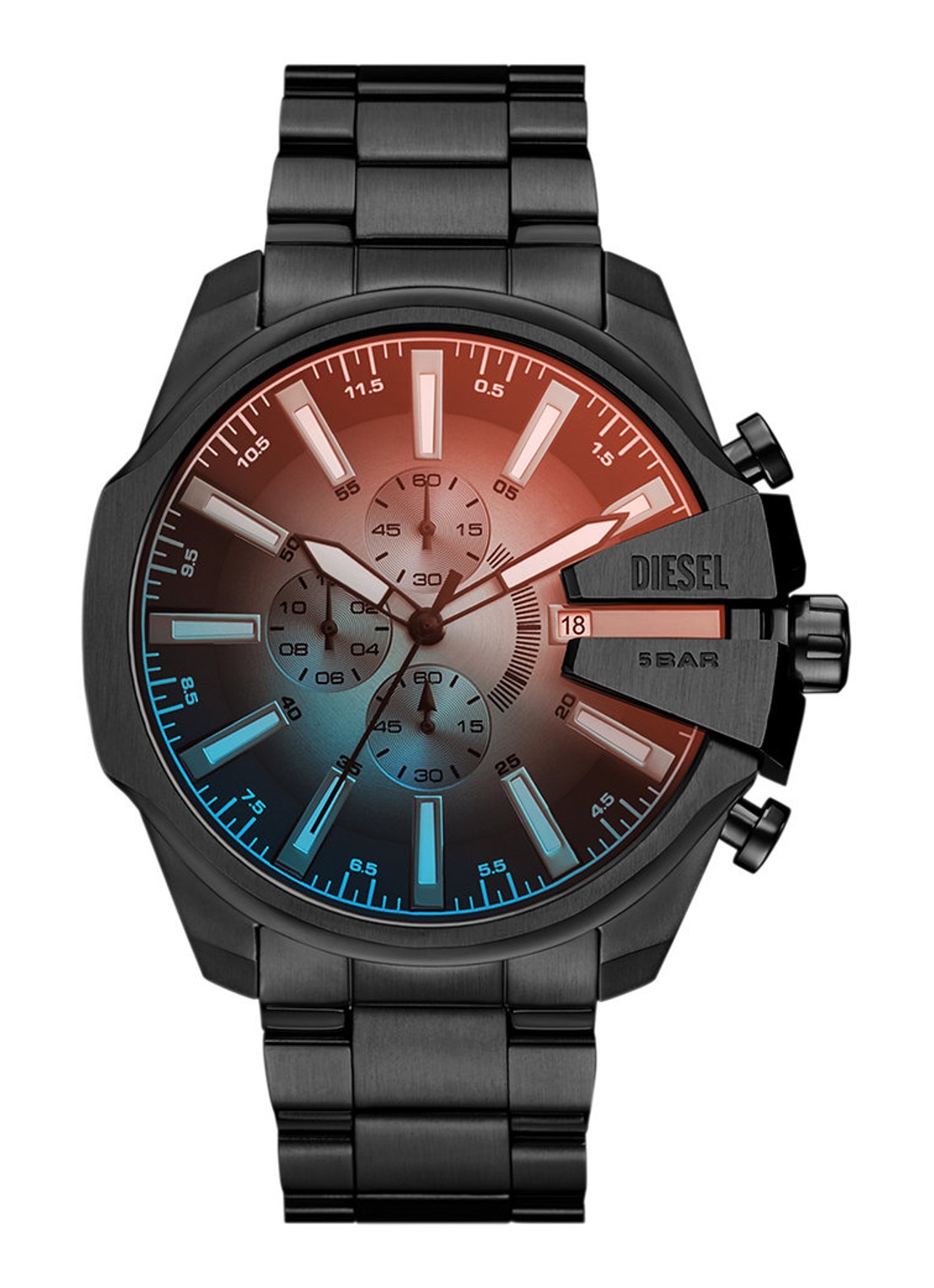 Diesel Mega Chief Slim Horloge DZ4689 - voorkant 4 zwart