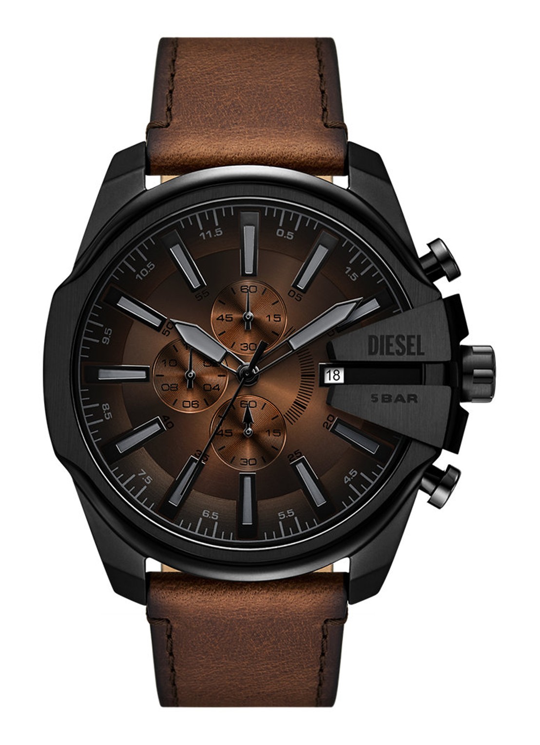 Diesel Mega Chief Slim horloge DZ4692 - voorkant zwart
