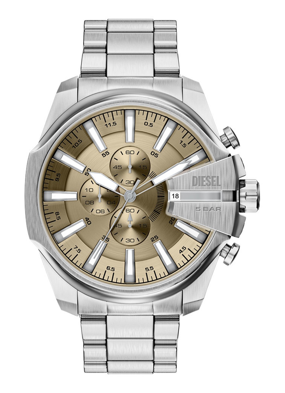 Diesel Mega Chief Slim horloge DZ4702 - voorkant zilver