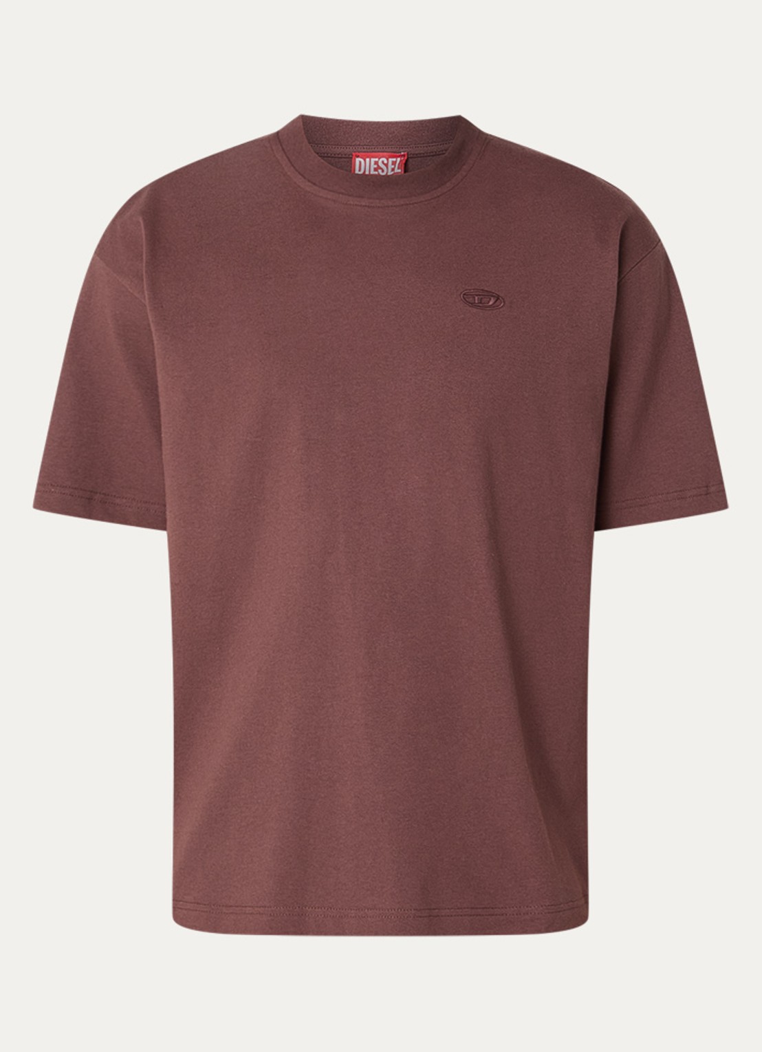 Diesel Megoval-D oversized T-shirt met logo- en backborduring - voorkant 2 bruin