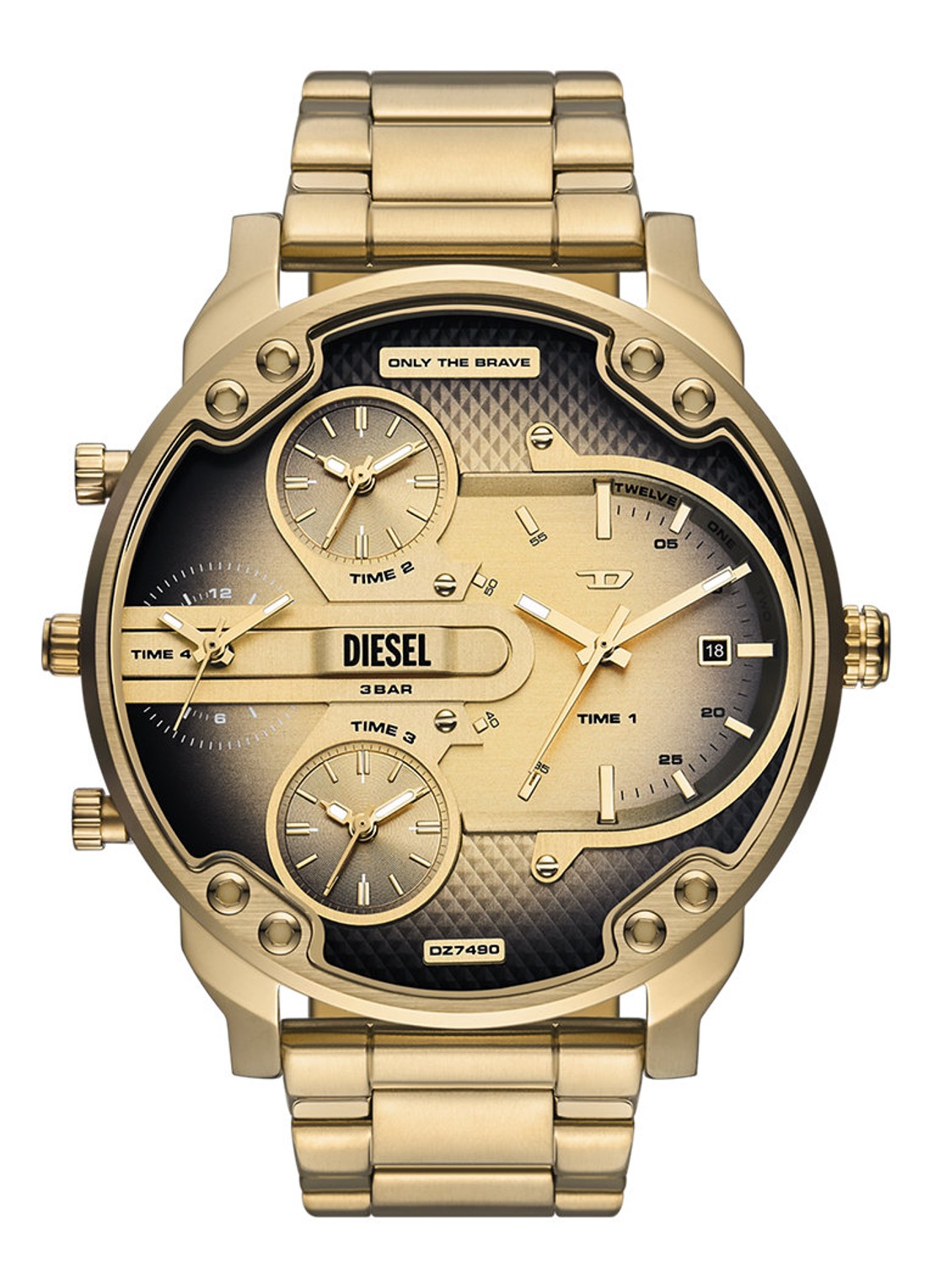 Diesel Mr. Daddy Slim Horloge DZ7490 - voorkant 4 goud