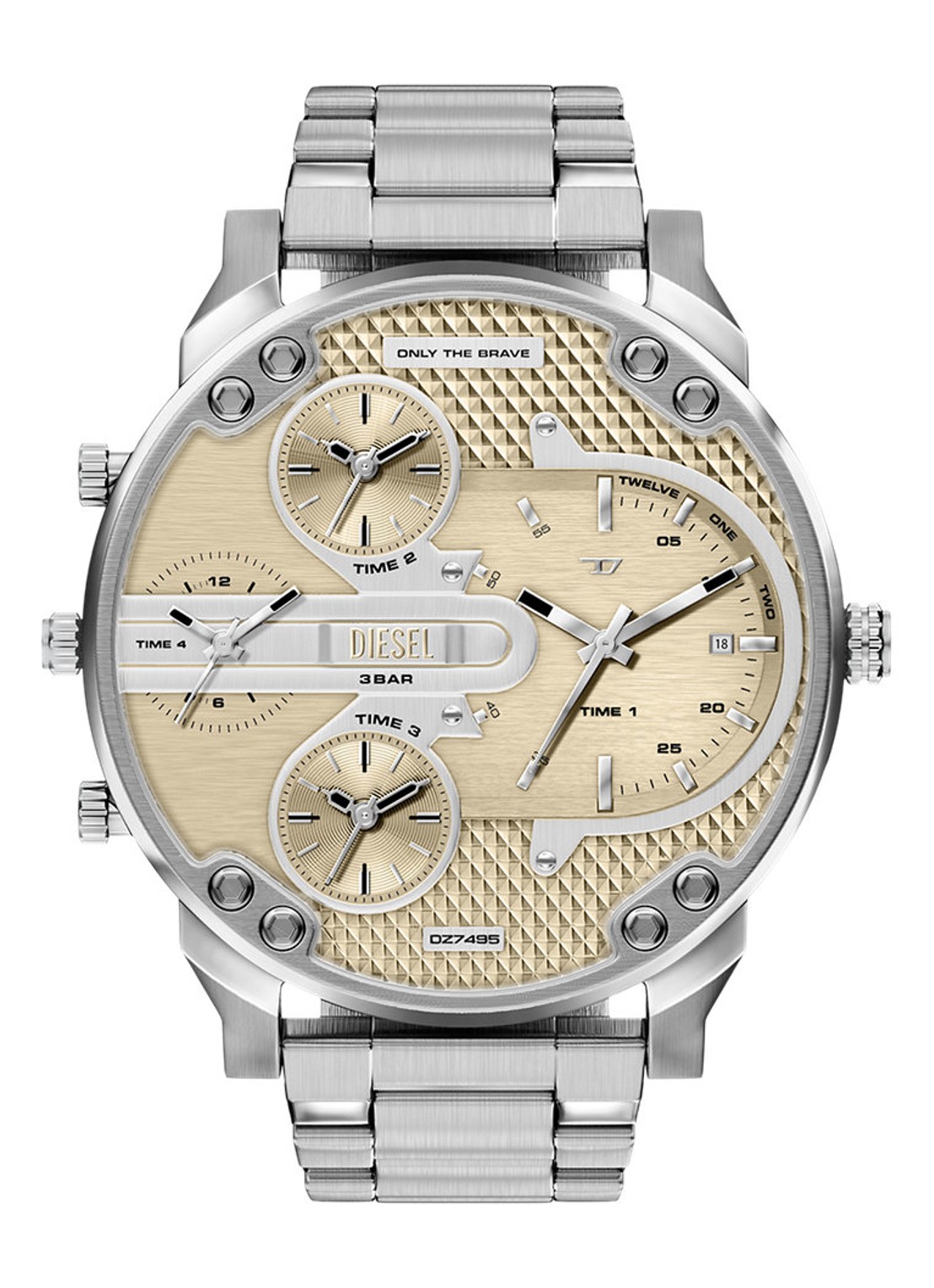 Diesel Mr. Daddy Slim horloge DZ7495 - voorkant zilver