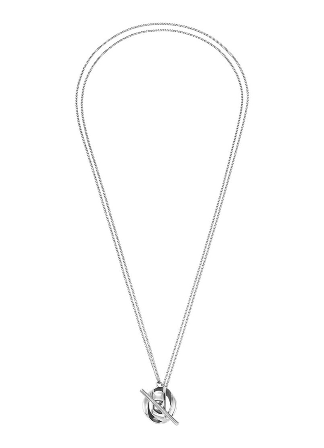 Diesel Oval D ketting DX1716040 - detail 2 zilver