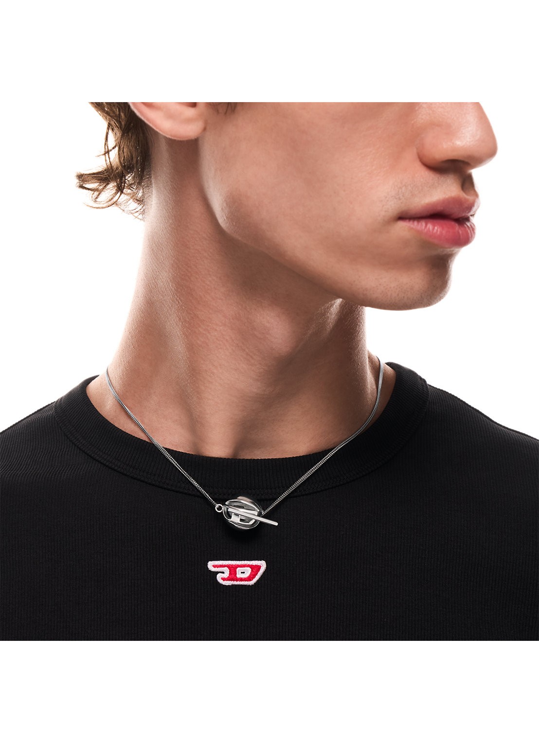 Diesel Oval D ketting DX1716040 - detail 4 zilver