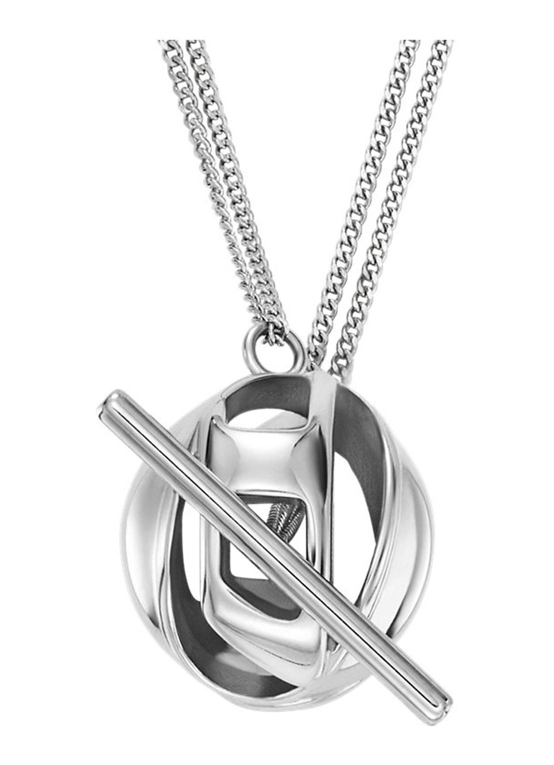 Diesel Oval D ketting DX1716040 - voorkant zilver