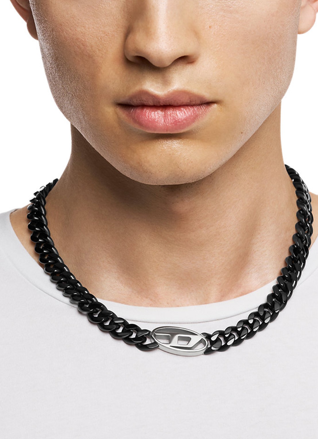 Diesel Oval D ketting met logo DX1610931 - detail 2 zwart