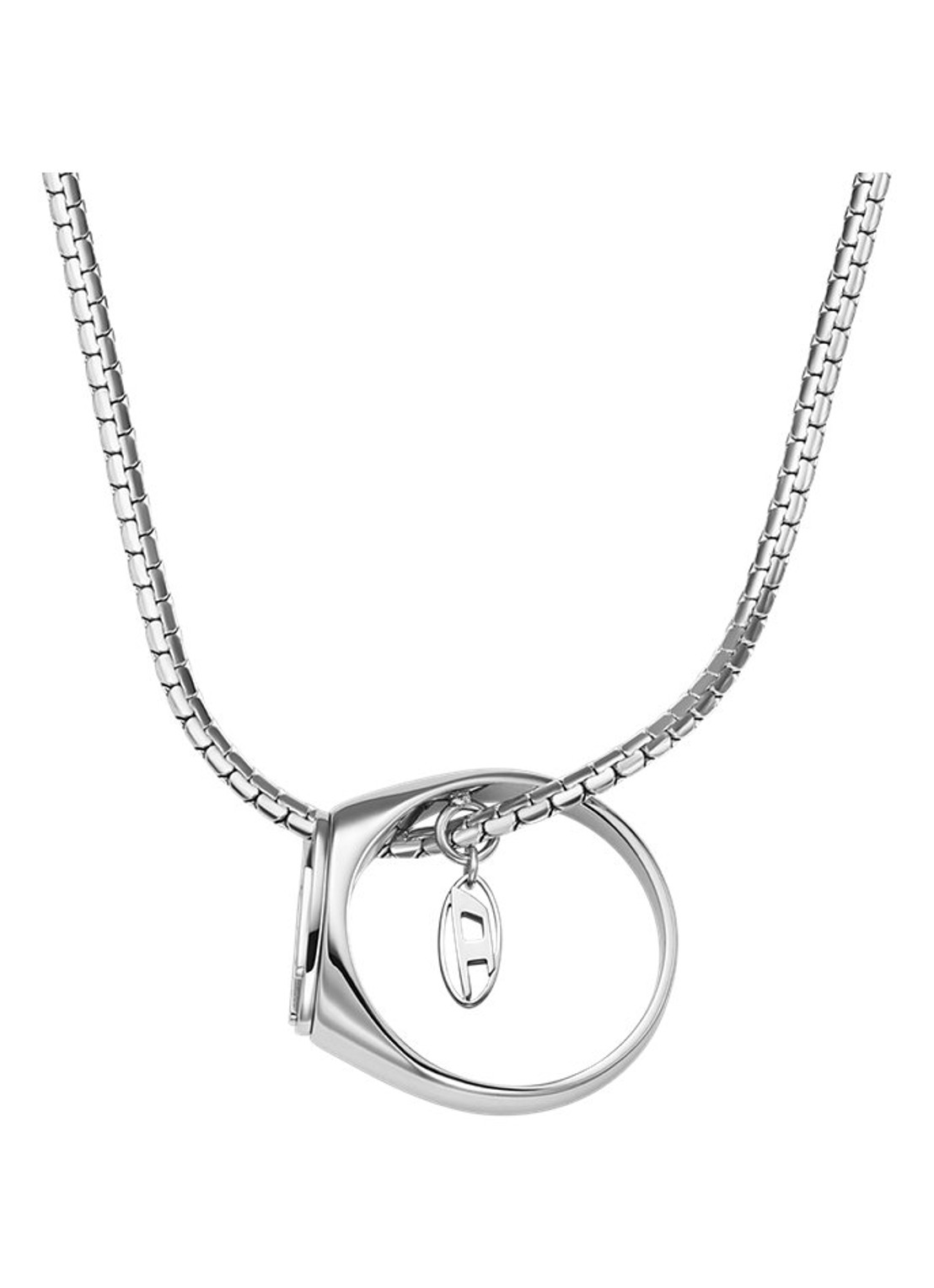 Diesel Oval D Logo ketting DX1644040 - detail 3 zilver