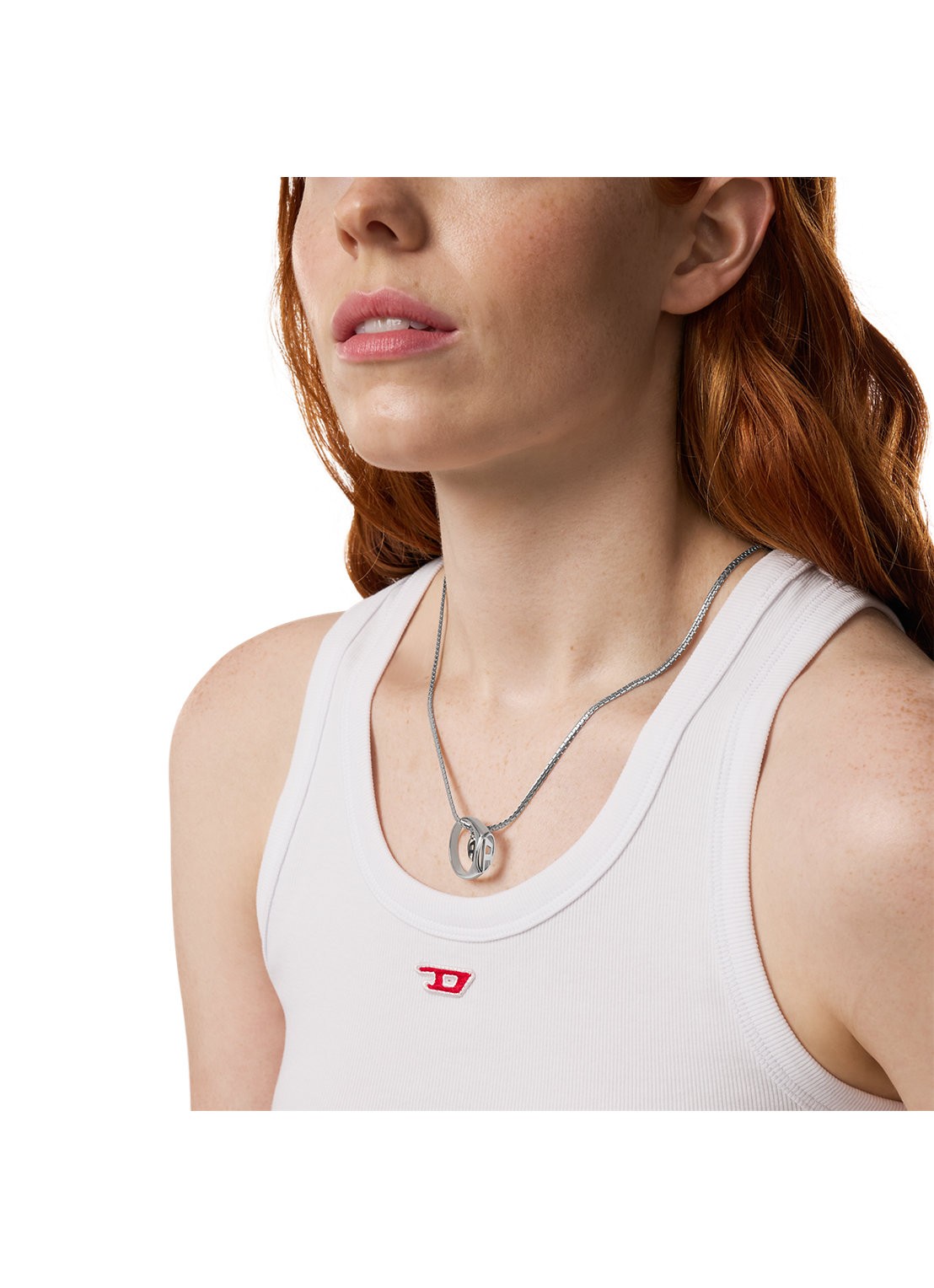 Diesel Oval D Logo ketting DX1644040 - detail 4 zilver