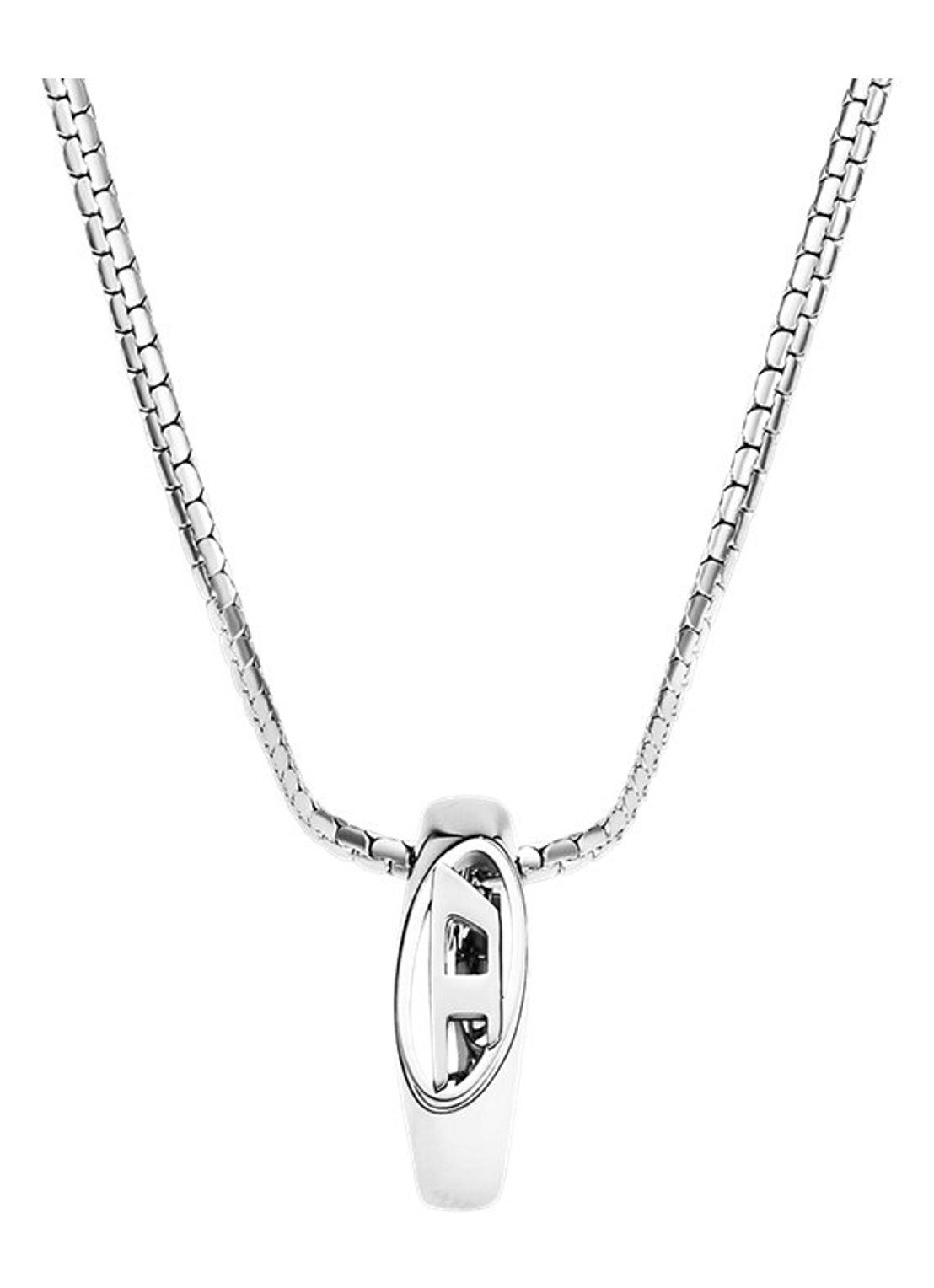 Diesel Oval D Logo ketting DX1644040 - voorkant zilver