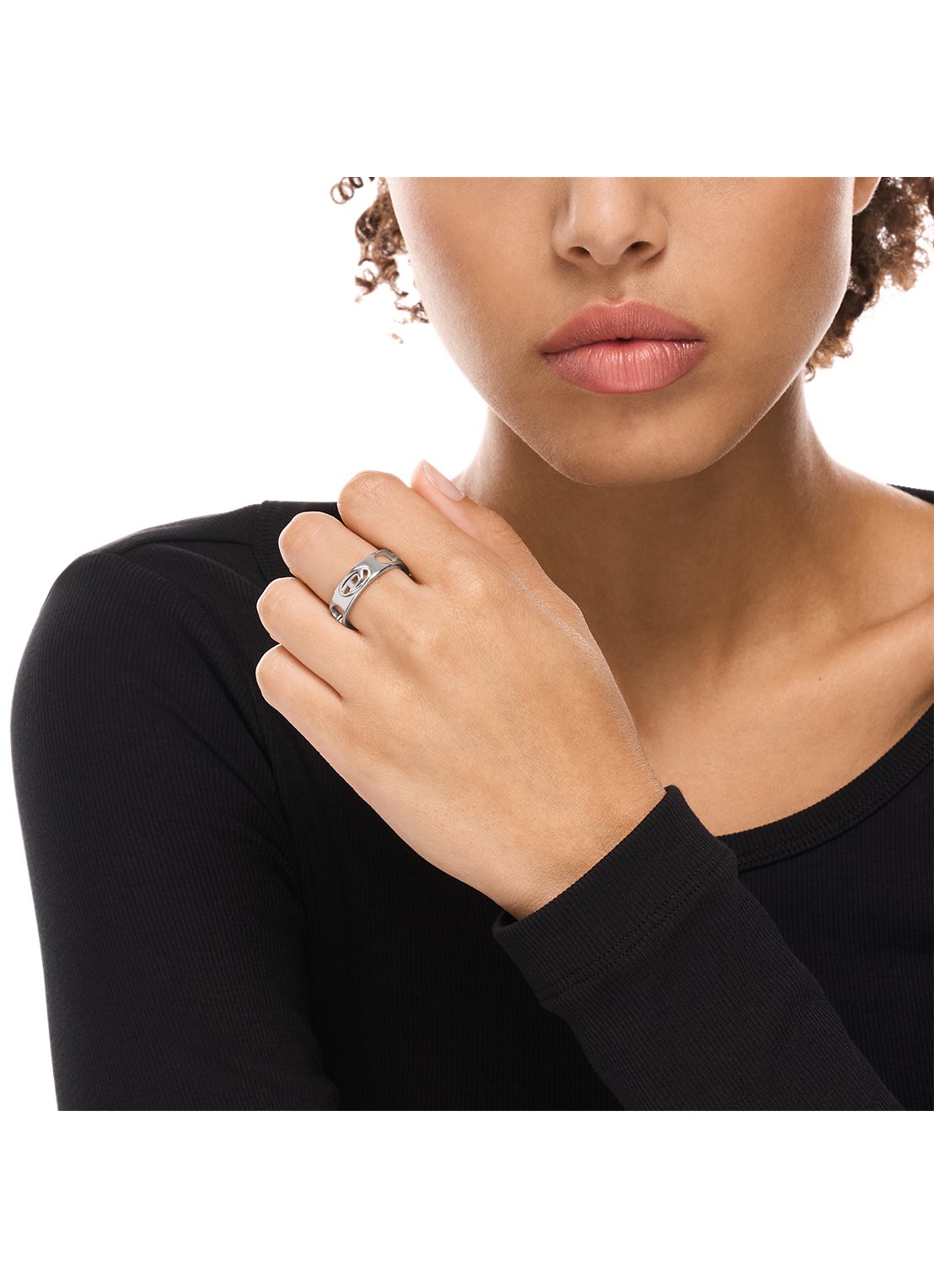 Diesel Oval D Logo ring DX1665040 - detail 2 zilver