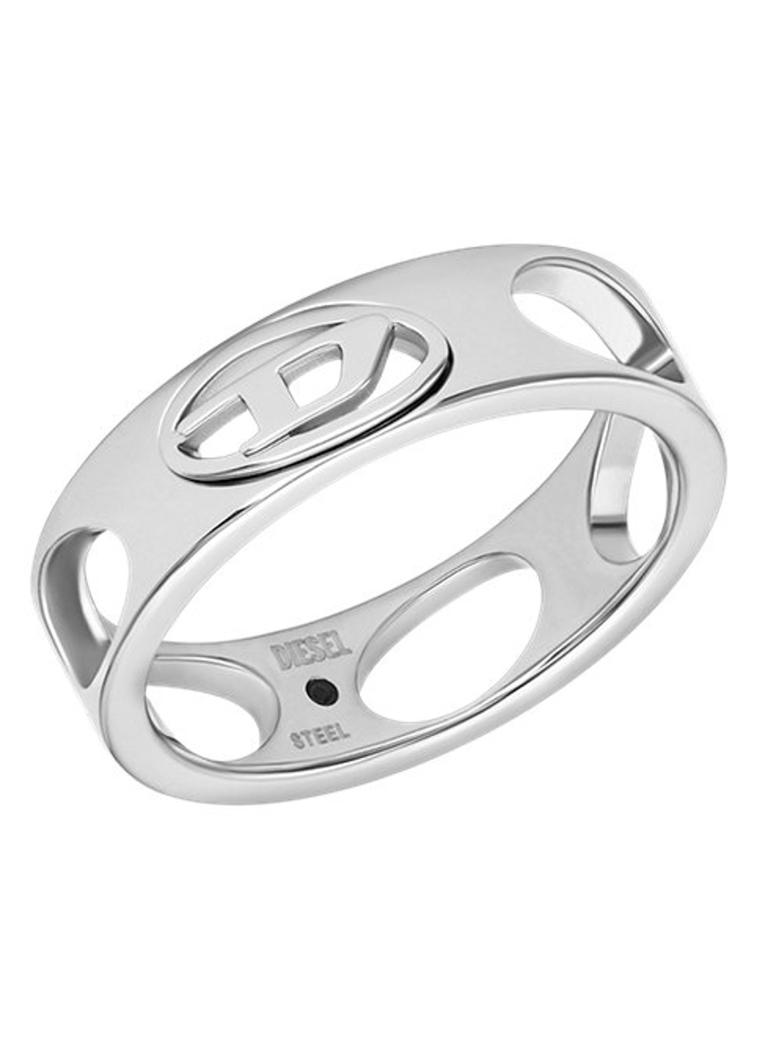 Diesel Oval D Logo ring DX1665040 - voorkant 6 zilver