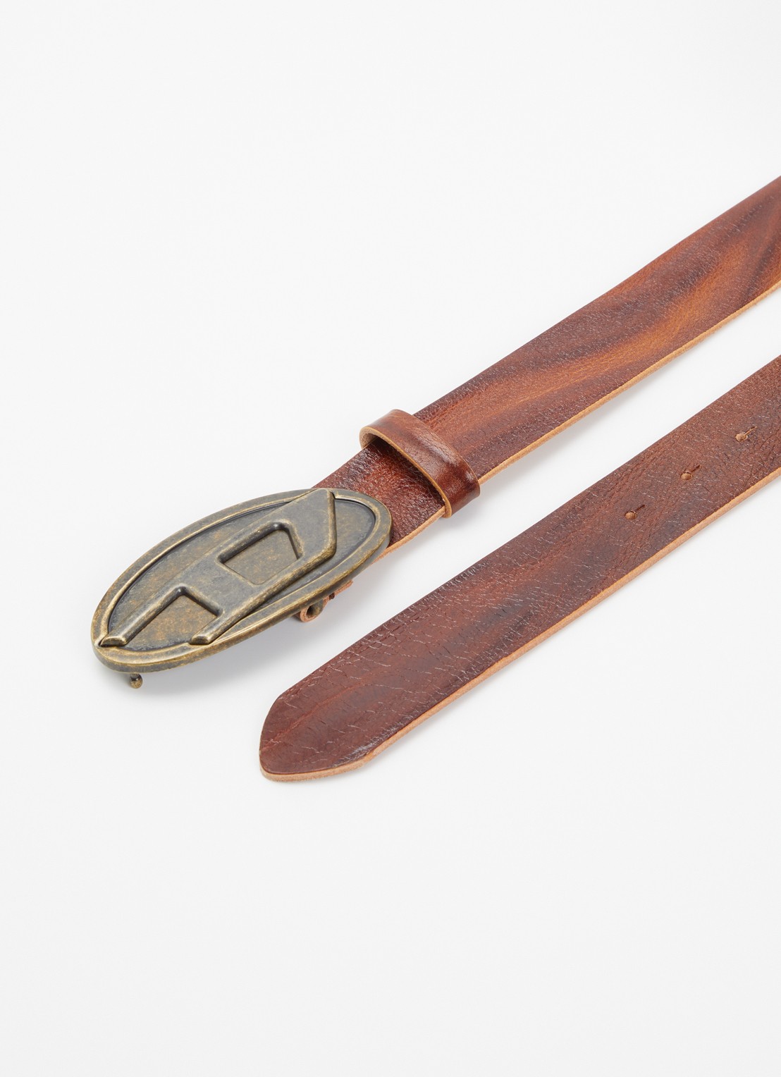 Diesel Oval D riem van leer - detail 2 bruin