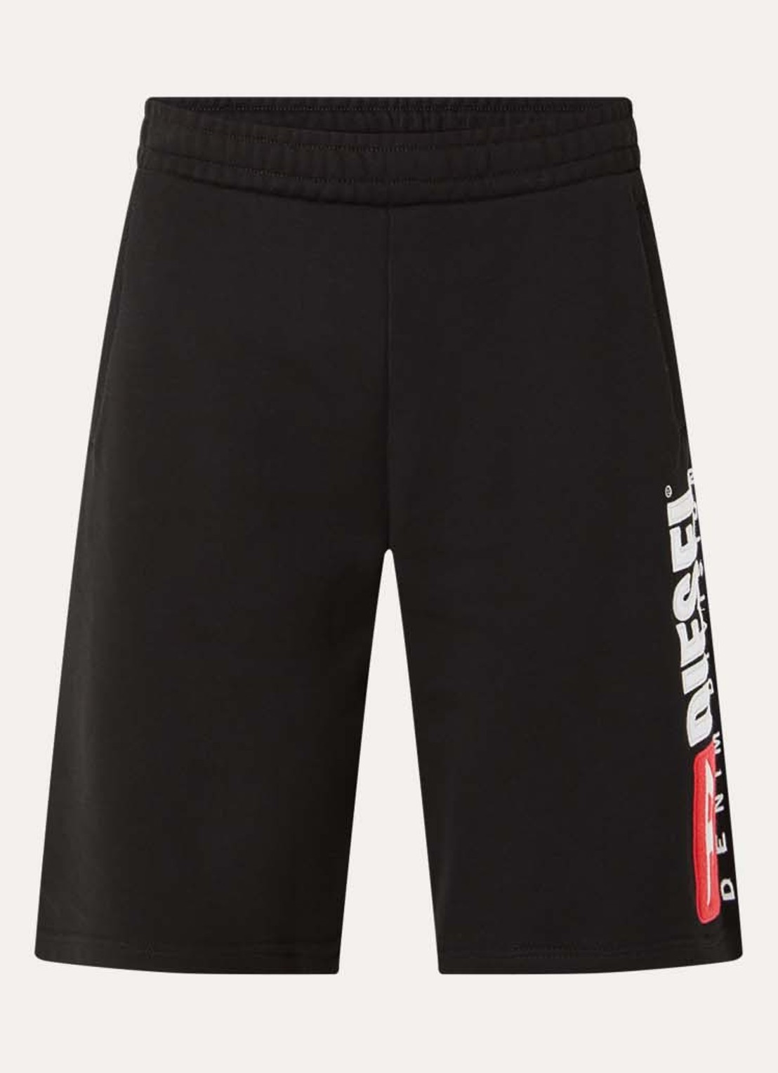 Diesel P-Crow loose fit korte joggingbroek met logoborduring - voorkant zwart