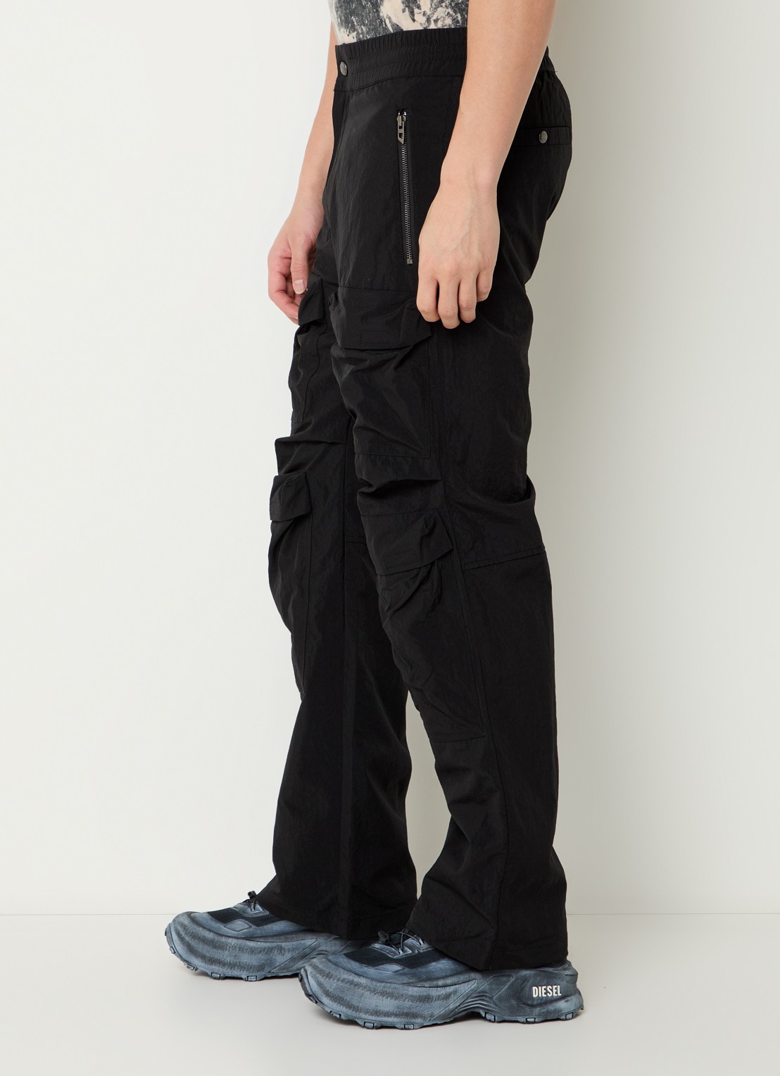 Diesel P-Danzel straight fit cargobroek met klepzakken - detail 2 zwart