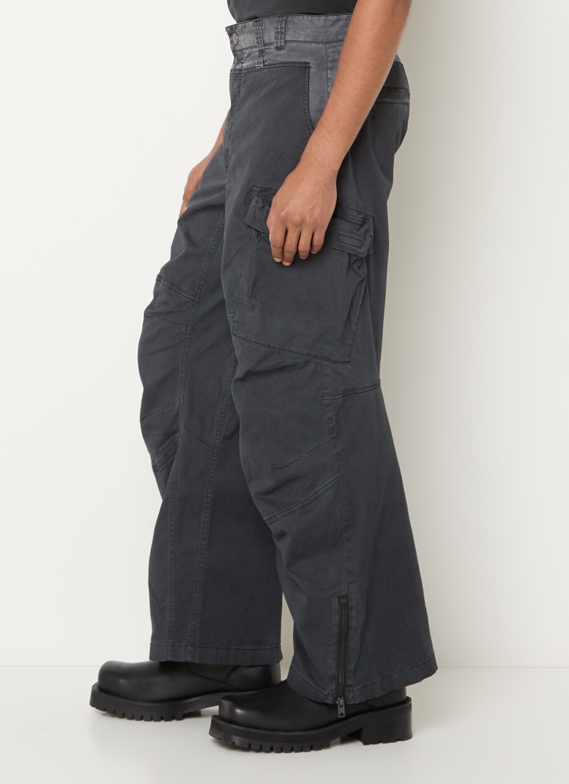 Diesel P-Dells straight fit cargobroek met klepzakken - detail 4 antraciet