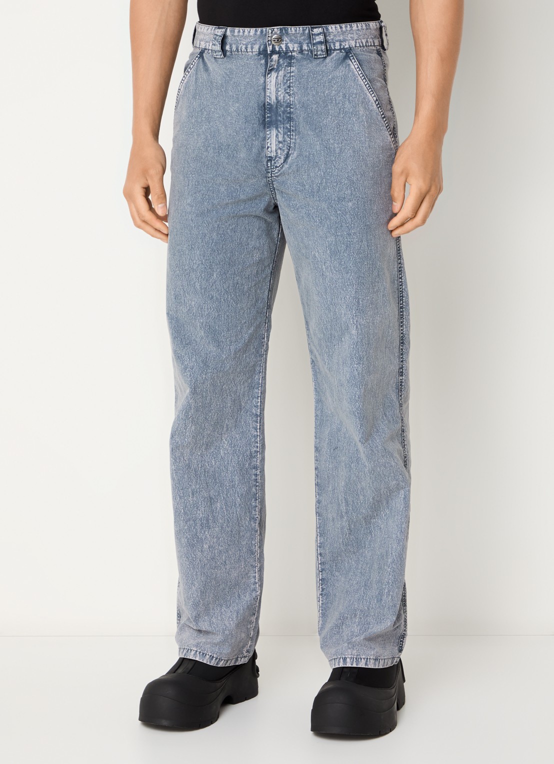 Diesel P-hantik straight fit chino met verwassen afwerking - detail 3 grijs