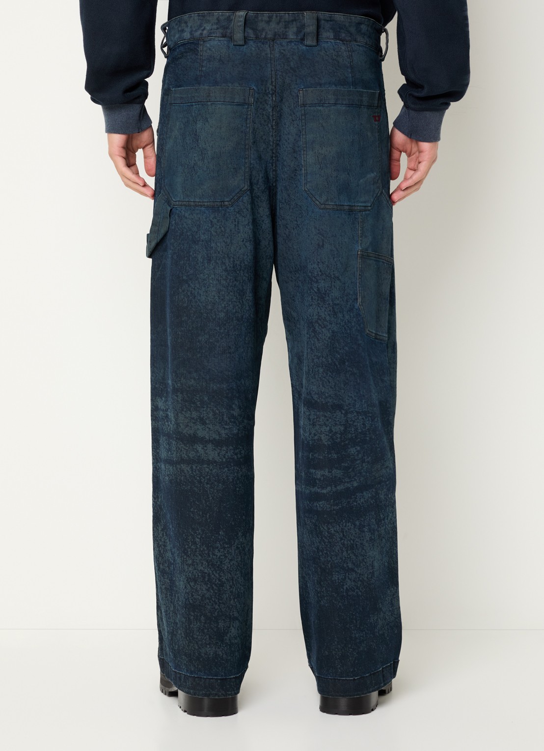 Diesel P-Livery-B straight leg jeans met donkere wassing - achterkant indigo