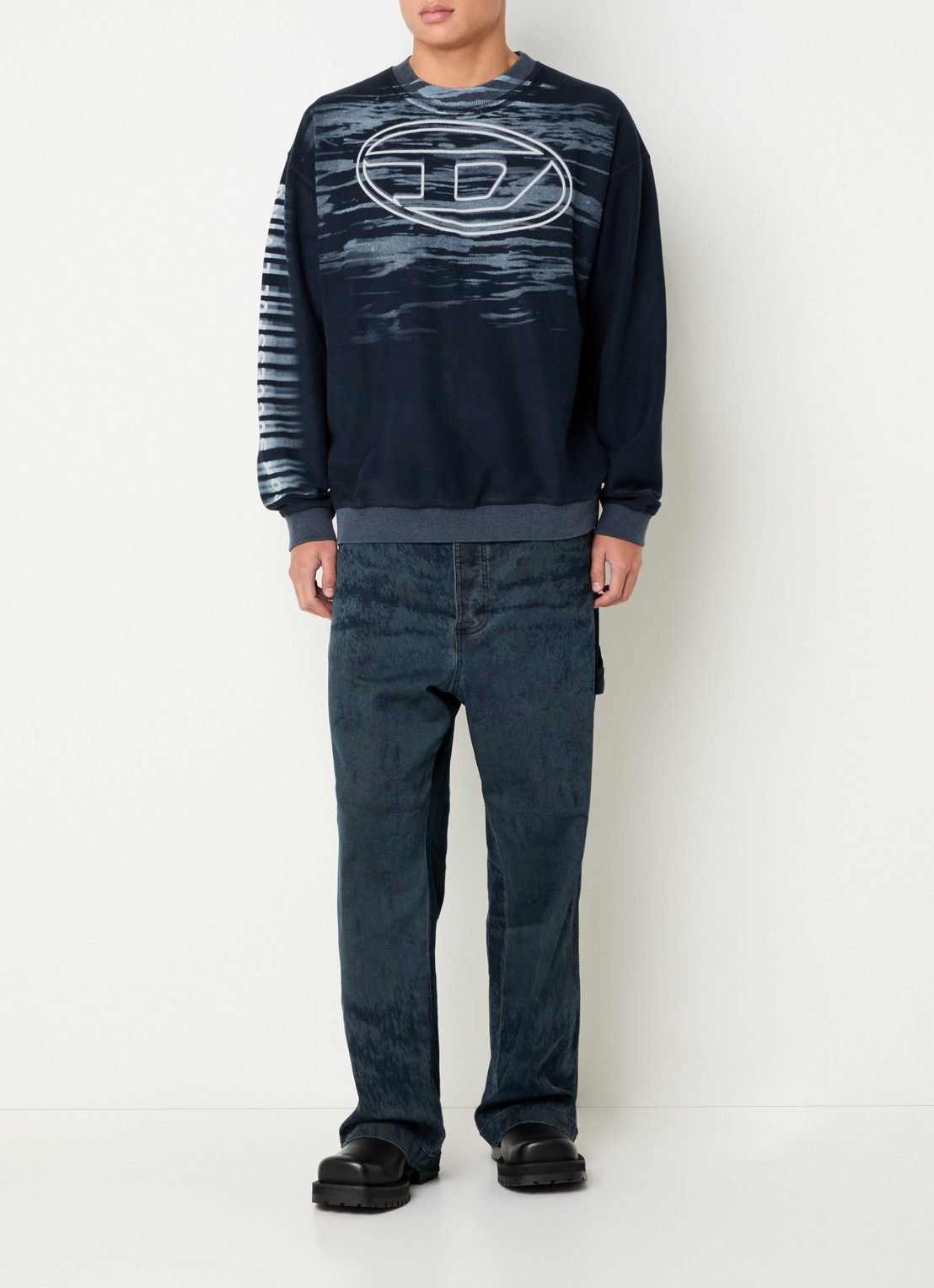 Diesel P-Livery-B straight leg jeans met donkere wassing - voorkant 3 indigo