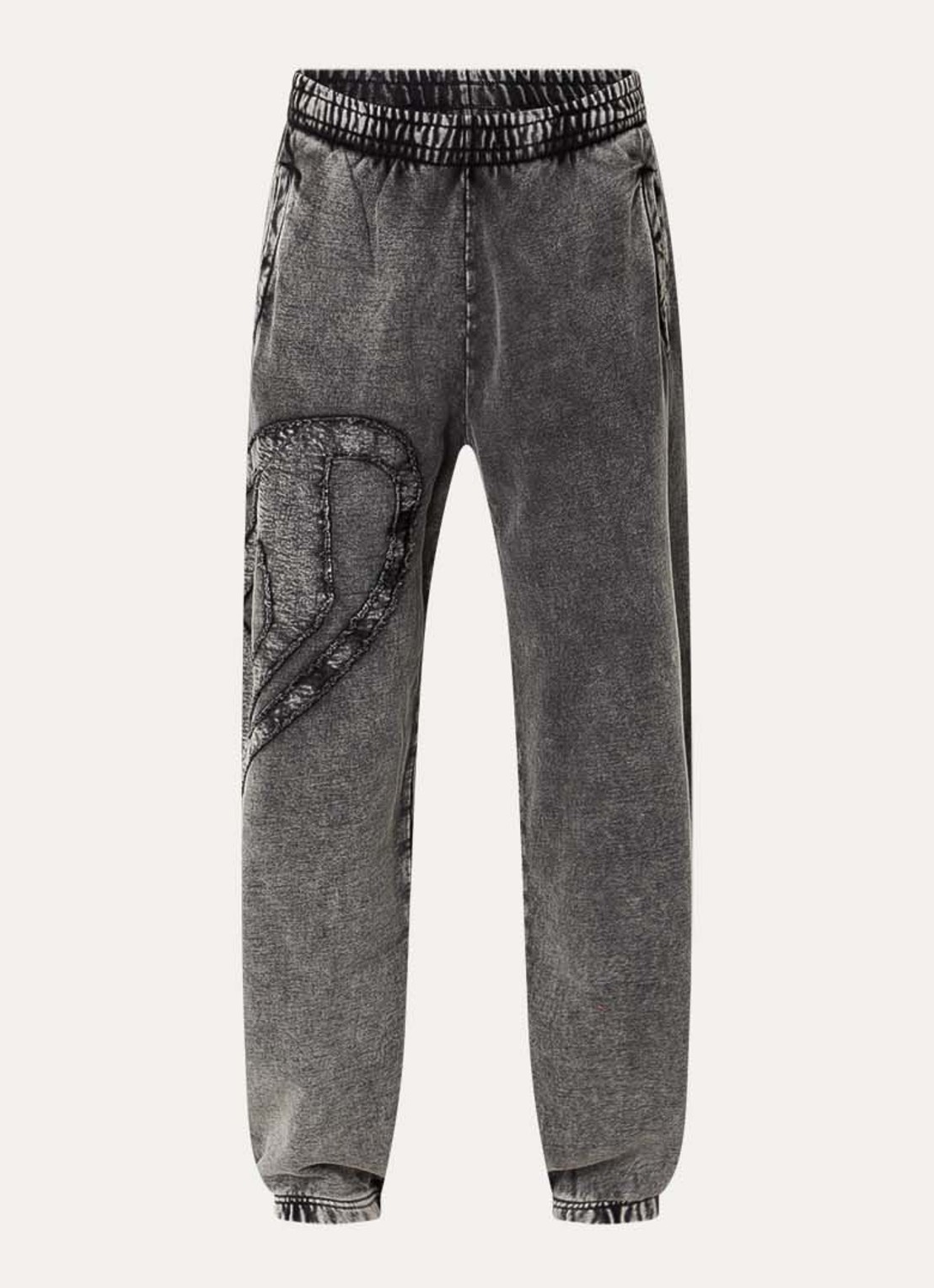 Diesel P-Marky-Den tapered fit joggingbroek met verwassen afwerking en logo - voorkant 2 antraciet