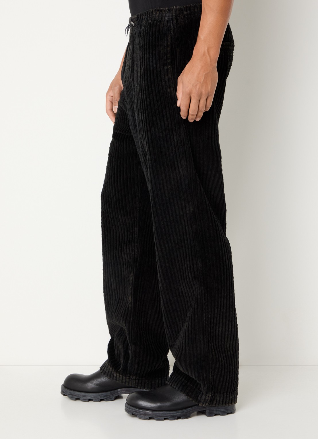 Diesel P-Martial loose fit broek van corduroy met trekkoord - detail 5 donkerbruin