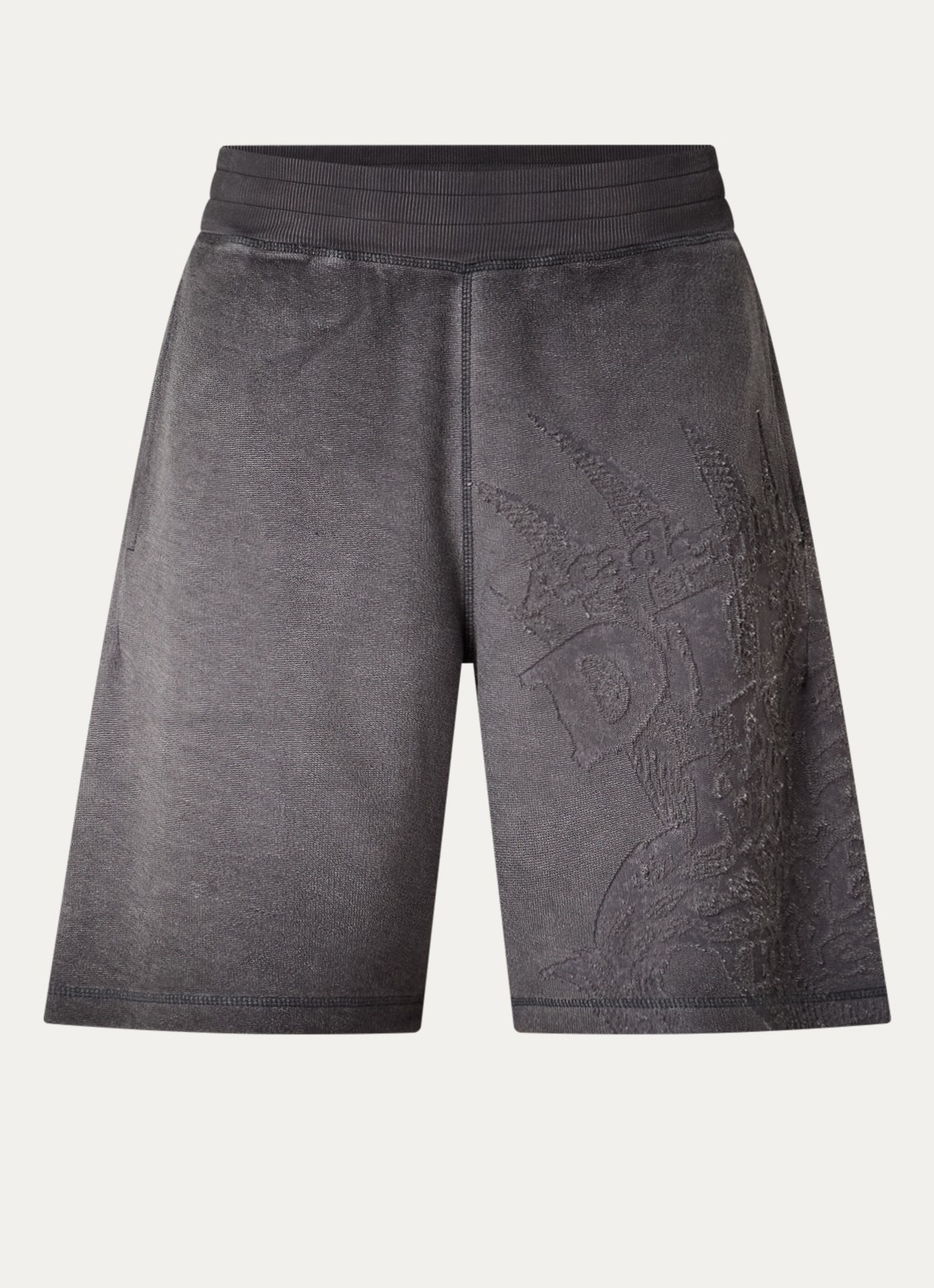 Diesel P-Rawcrow wide fit korte joggingbroek met  - voorkant 3 donkergrijs