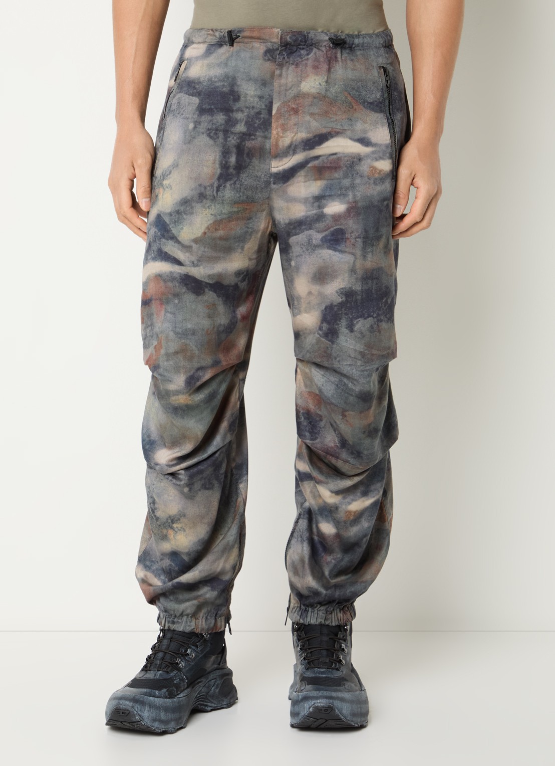 Diesel P-Stitch-Tkbz tapered fit cargobroek met camouflageprint - detail 4 donkergrijs