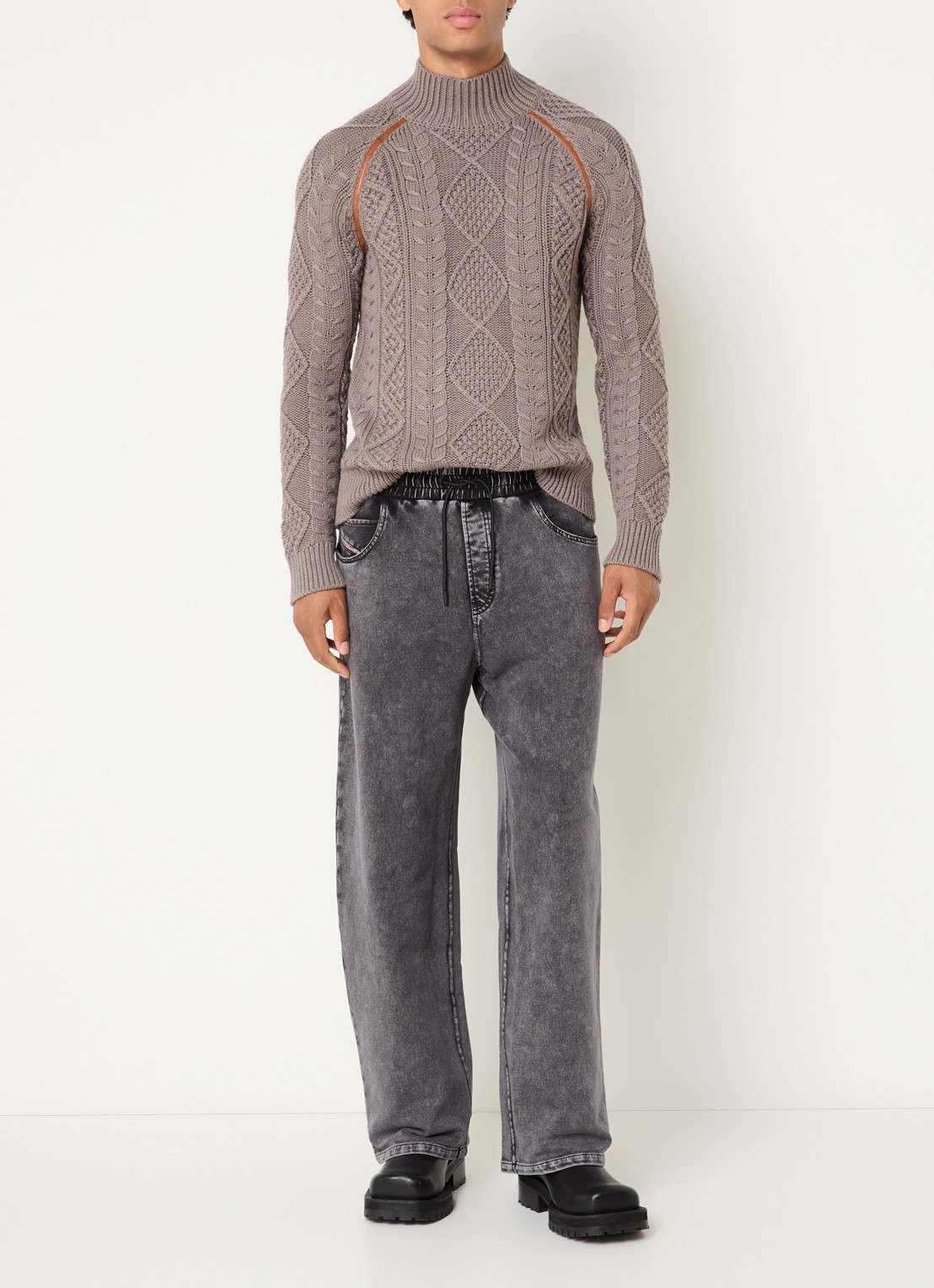 Diesel P-Stuk loose fit joggingbroek met steekzakken - voorkant 2 donkergrijs