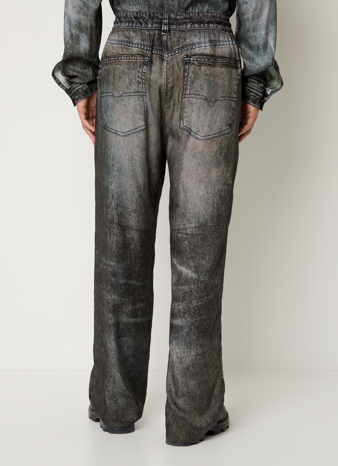 Diesel P-Theck loose fit broek met steekzakken - achterkant antraciet