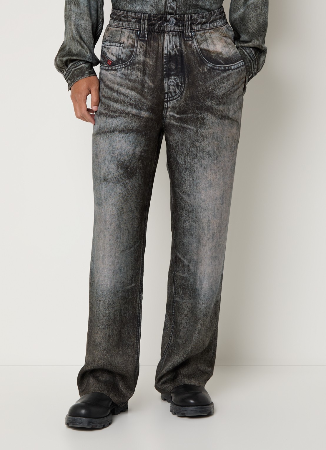 Diesel P-Theck loose fit broek met steekzakken - detail 4 antraciet