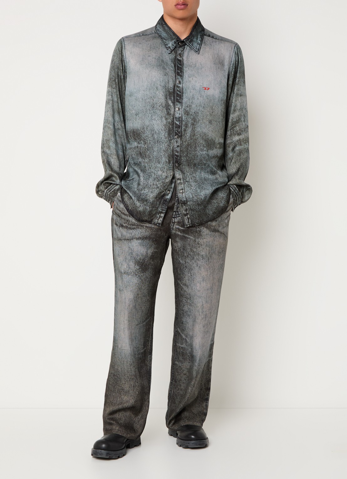 Diesel P-Theck loose fit broek met steekzakken - voorkant 3 antraciet