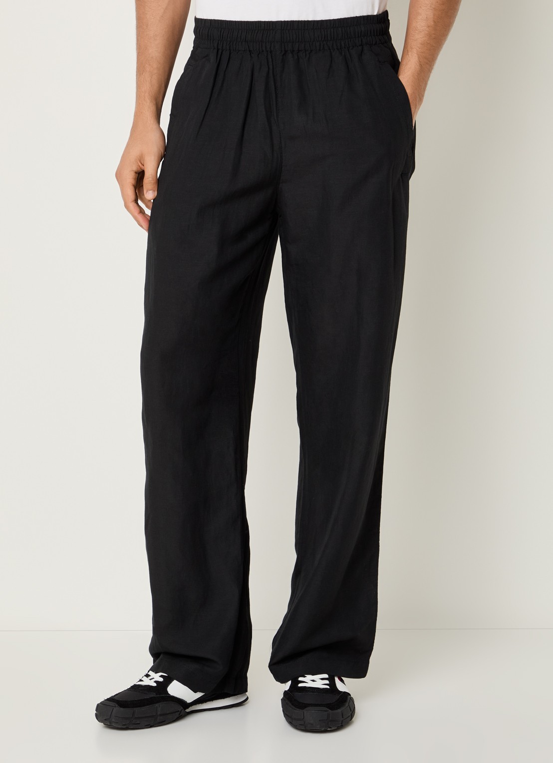 Diesel P-Theck-Pgbs wide fit broek in linnenblend met steekzakken - detail 3 zwart