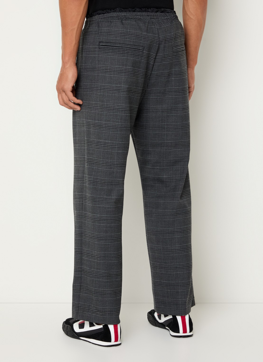 Diesel P-tilson loose fit pantalon in scheerwolblend met ruitdessin - achterkant 5 antraciet