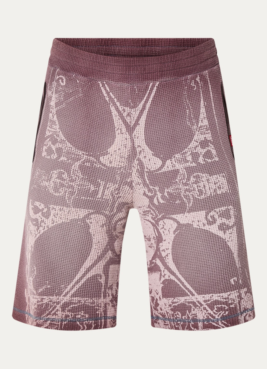 Diesel P-Warky straight fit korte joggingbroek met print en steekzakken - voorkant 2 oudroze