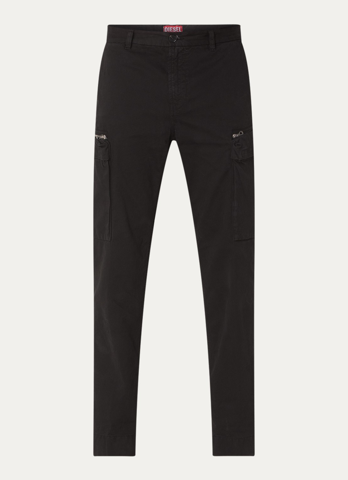 Diesel P-YE straight fit cargobroek met ritszakken - voorkant 4 zwart