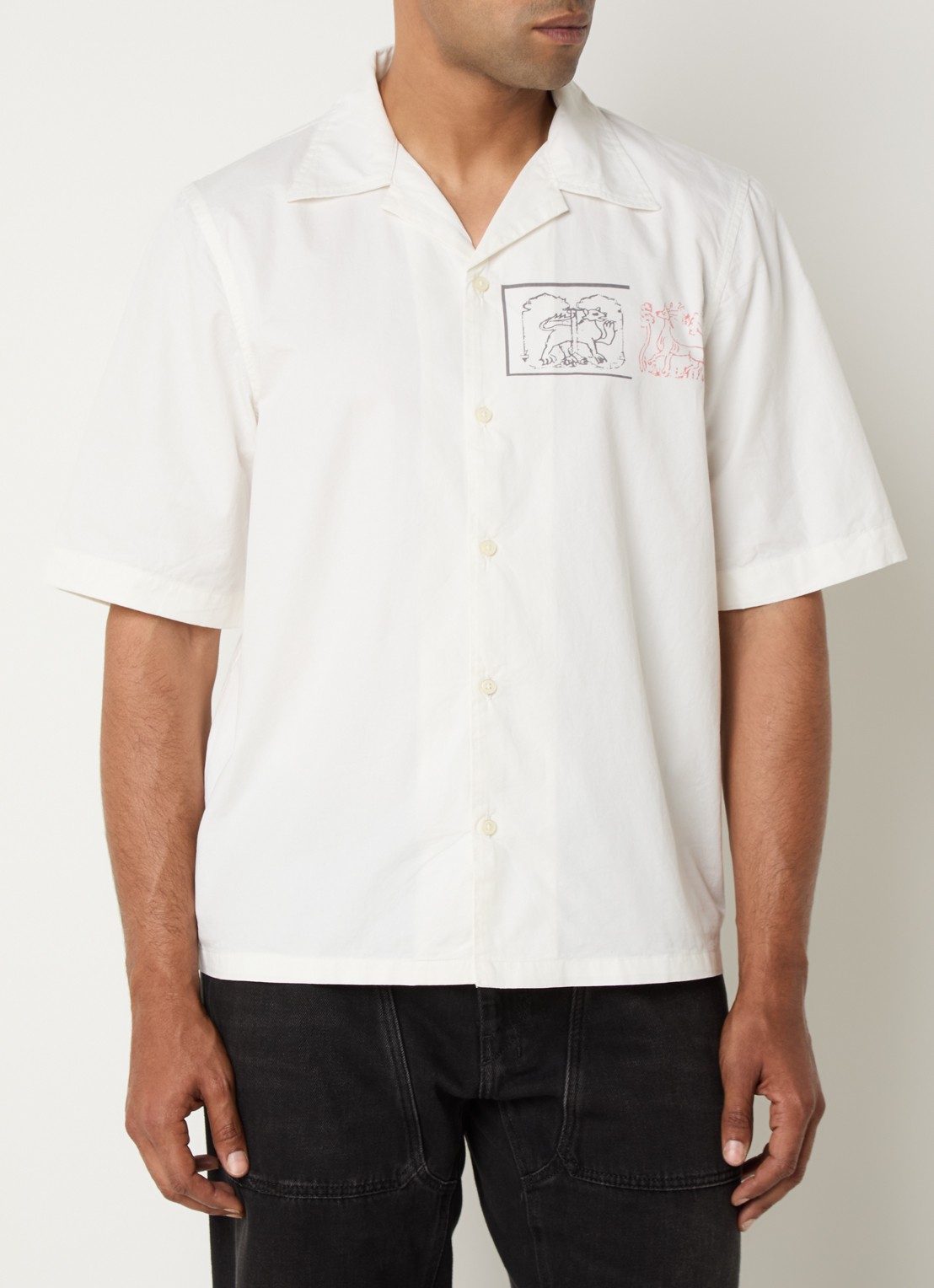 Diesel Regular fit overhemd met front- en backprint - achterkant gebroken wit