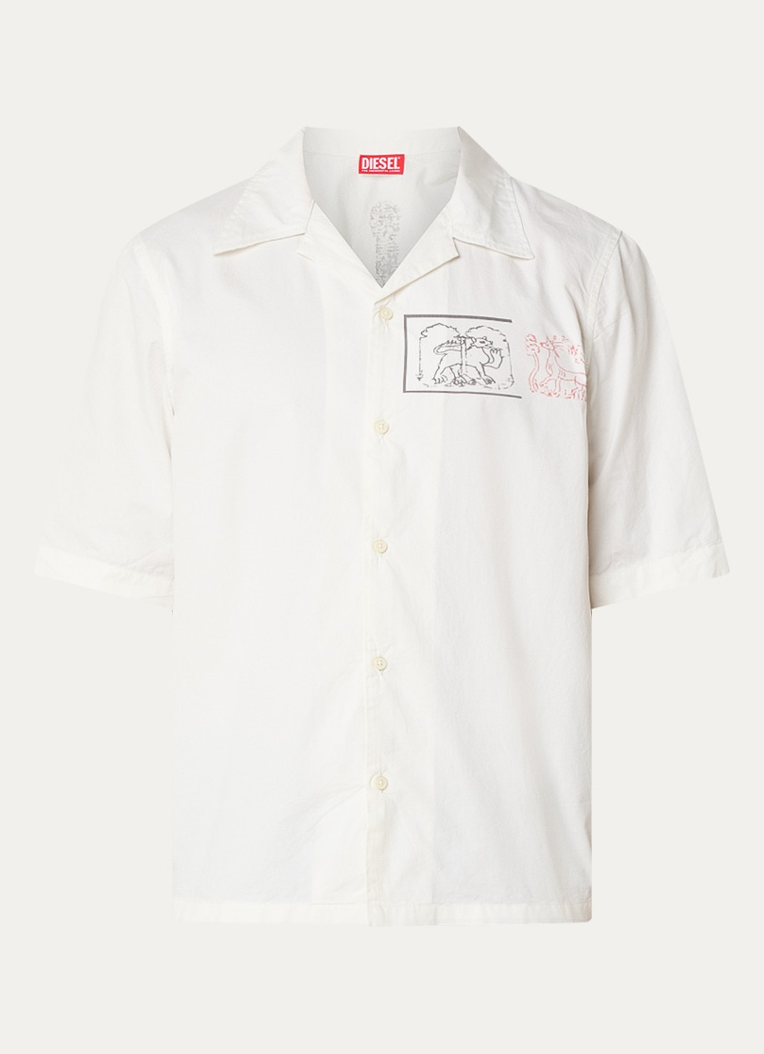 Diesel Regular fit overhemd met front- en backprint - voorkant 2 gebroken wit