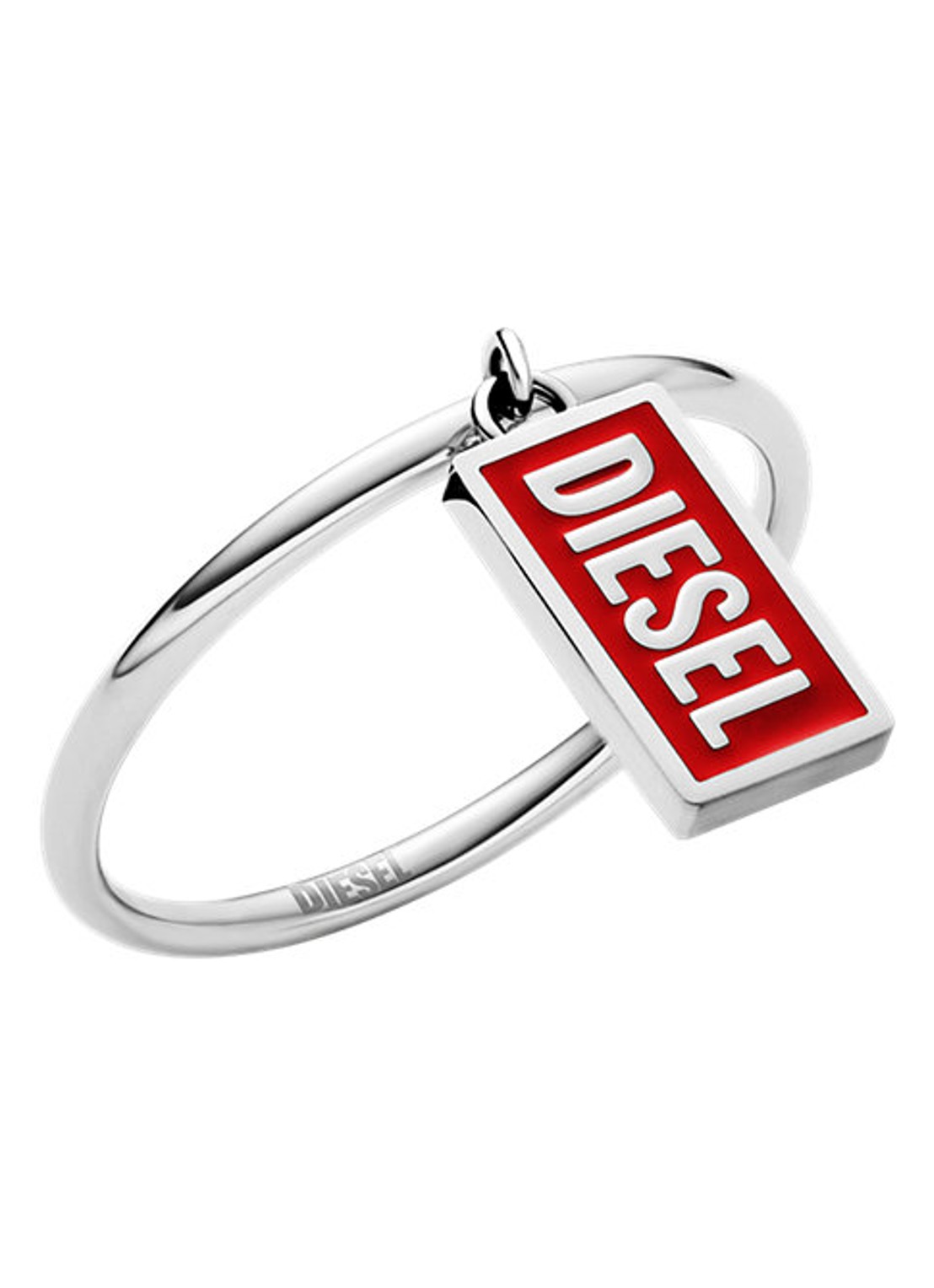 Diesel Ring met logo DX1618931 - voorkant zilver