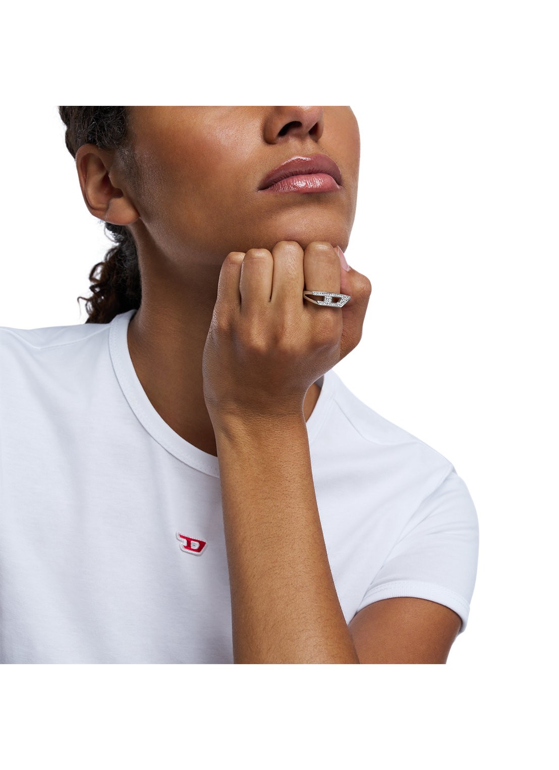 Diesel Ring met logo DX1629040 - detail 3 zilver