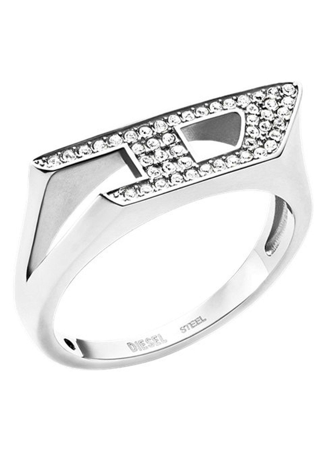 Diesel Ring met logo DX1629040 - voorkant 6 zilver