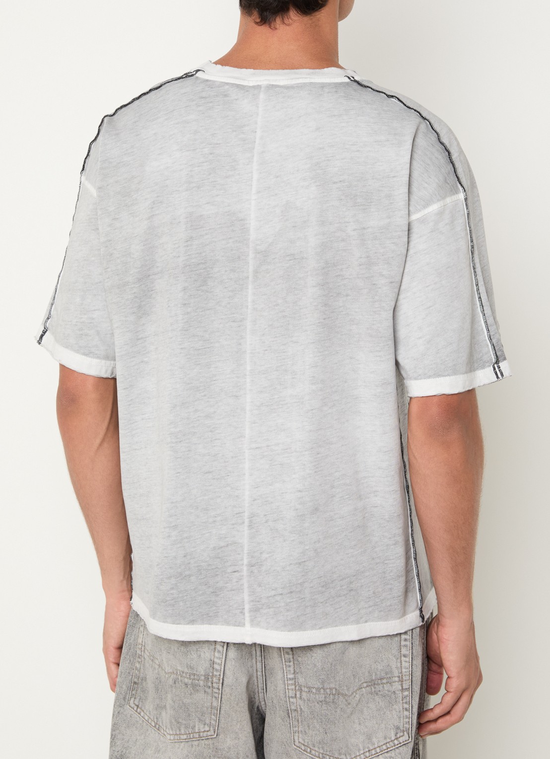 Diesel Riven T-shirt met logo - achterkant lichtgrijs