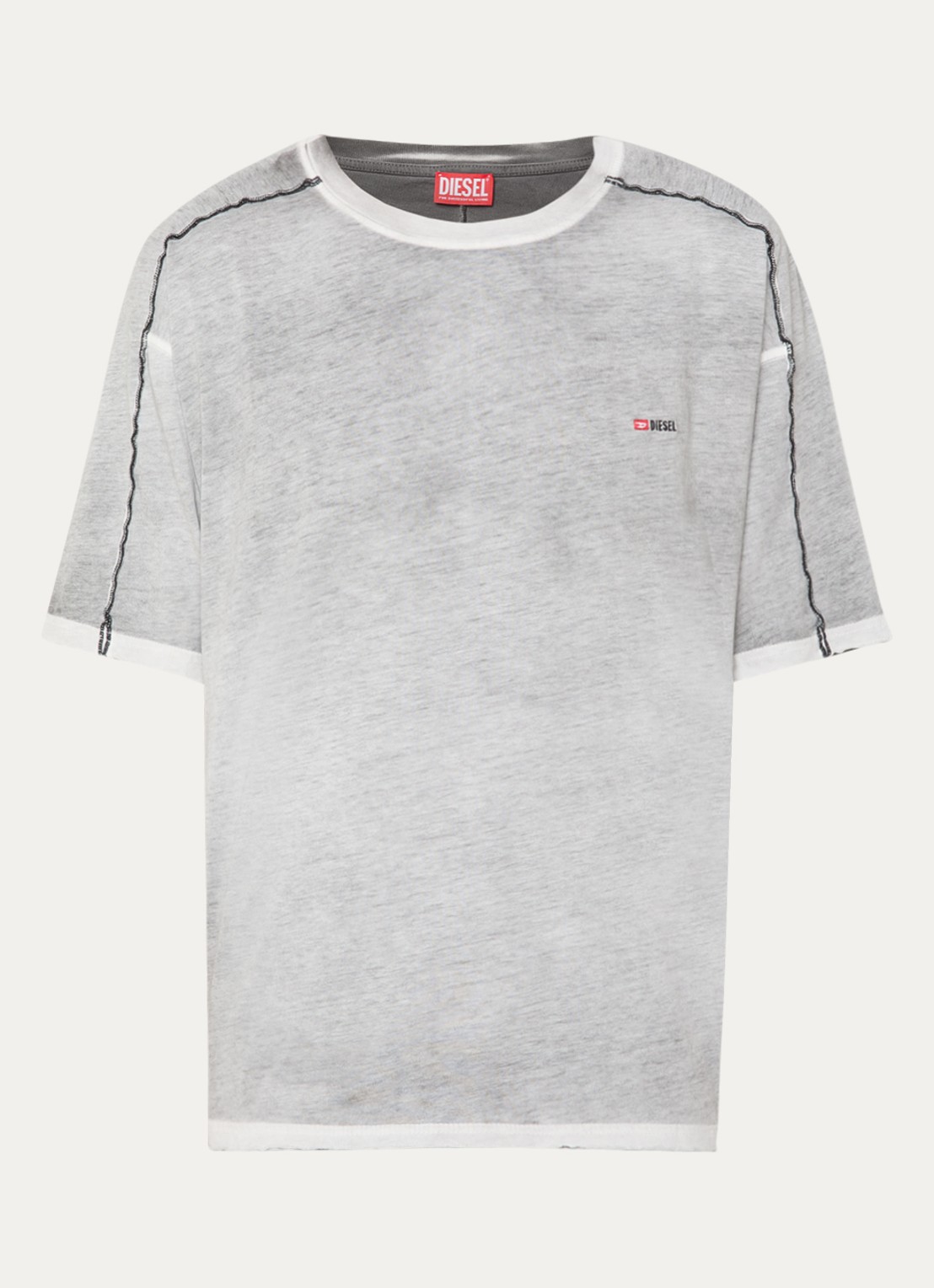 Diesel Riven T-shirt met logo - voorkant 3 lichtgrijs