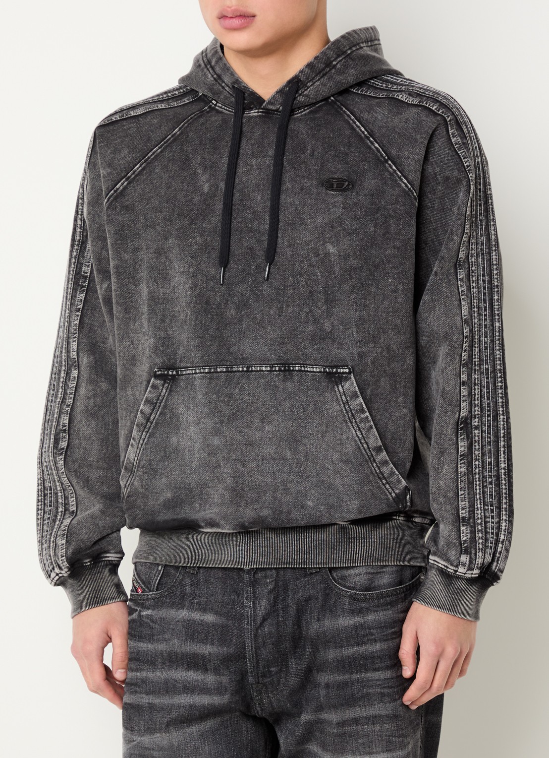 Diesel S-altboxt hoodie met verwassen afwerking - detail 2 antraciet