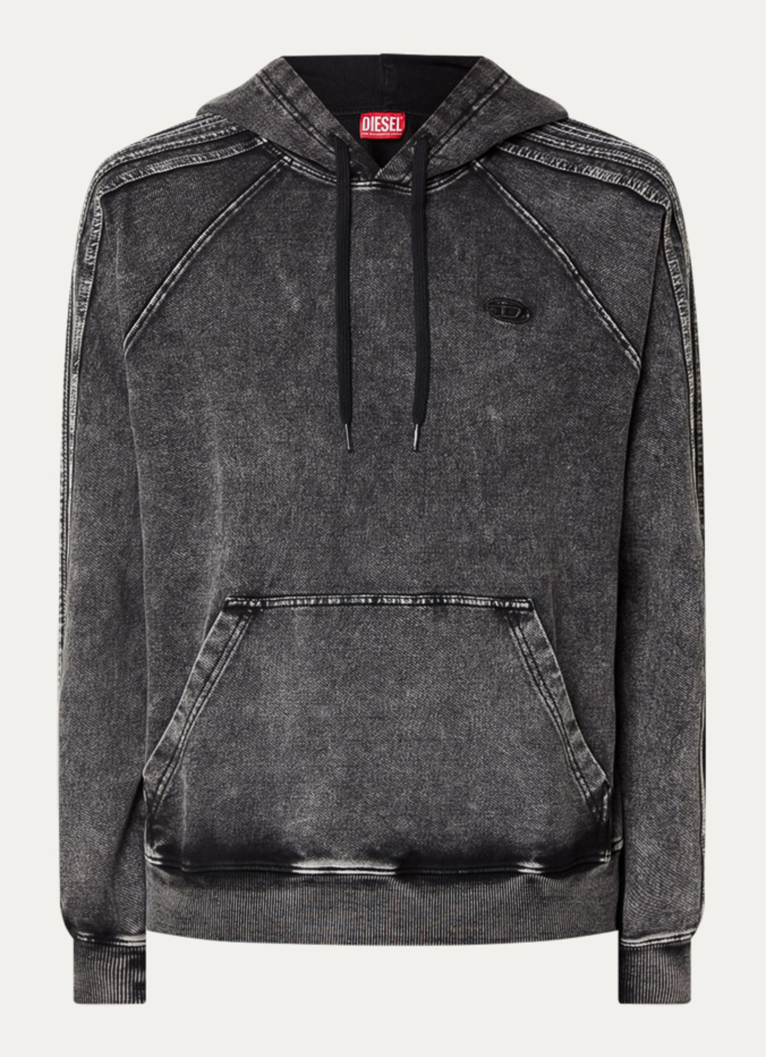 Diesel S-altboxt hoodie met verwassen afwerking - voorkant 4 antraciet