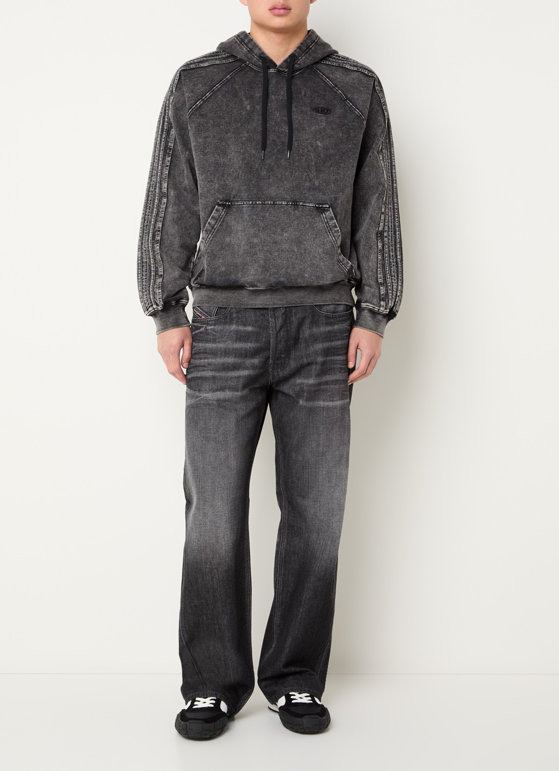 Diesel S-altboxt hoodie met verwassen afwerking - voorkant 5 antraciet